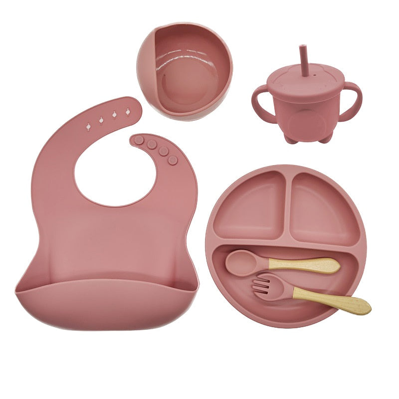 Baby Toddler Children's 6 Piece Silicone Feeding Tableware Set