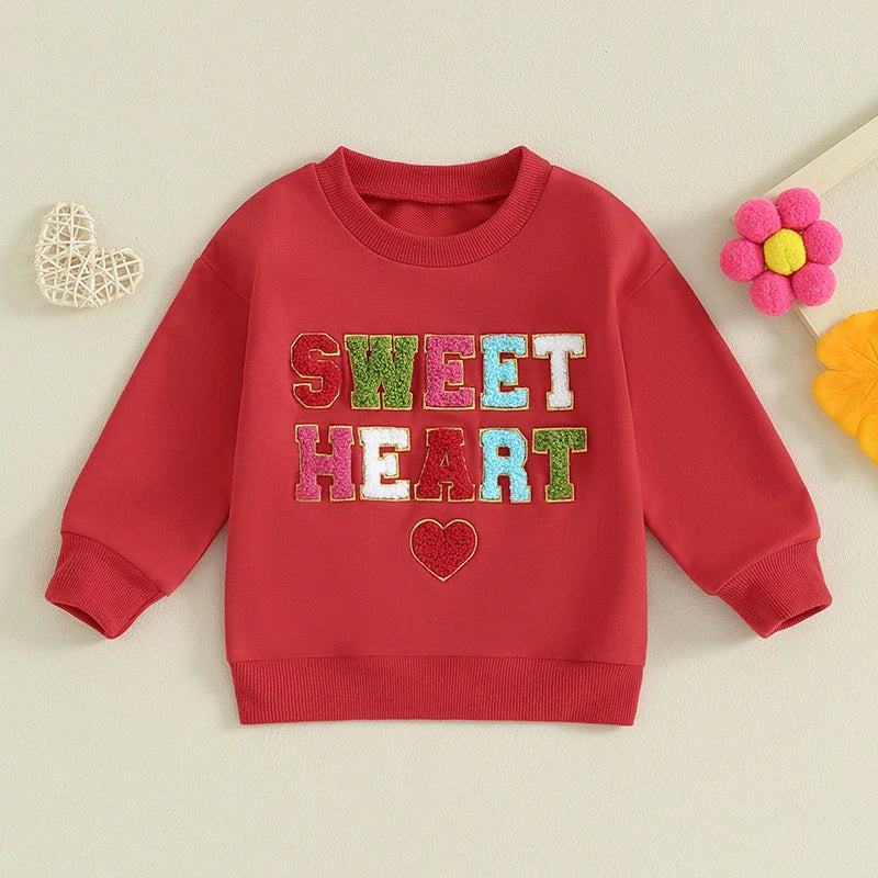 Baby Toddler Red Sweetheart Valentine's Day Long Sleeve Sweatshirts