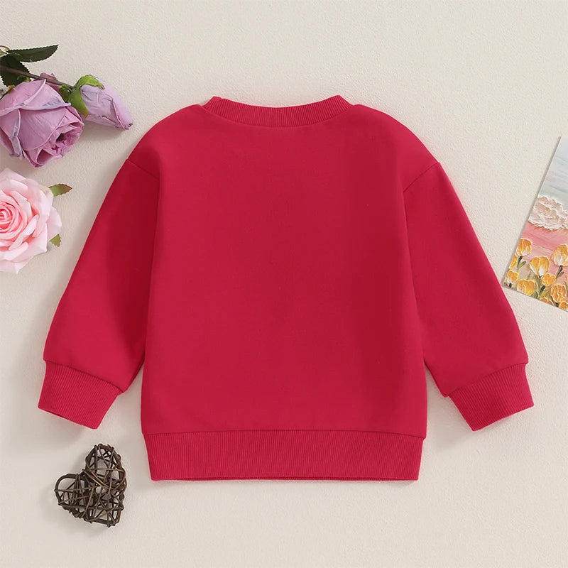 Baby Toddler Red Loved Valentine’s Day Embroidery Long Sleeve Sweater