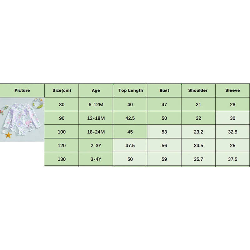 0-4T Baby Girls Summer Floral Ruffles Bathing Suit Swimwear