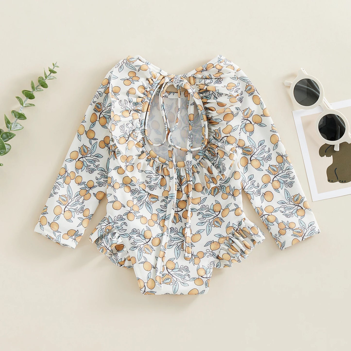 0-4T Baby Girls Summer Floral Ruffles Bathing Suit Swimwear