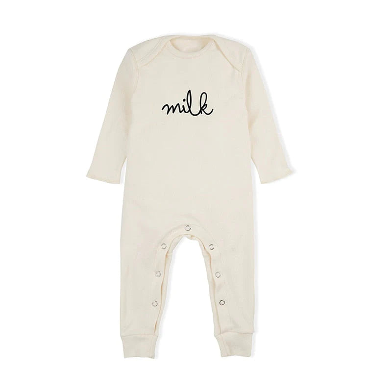 Baby Milk White Unisex Long Sleeve Baby Romper Pajamas