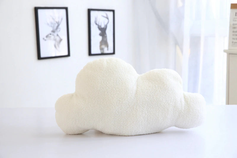 Ivory Sherpa Cloud Shaped Throw Pillow
