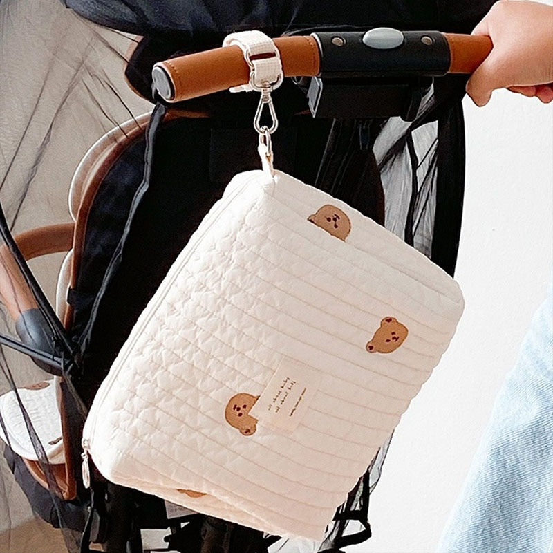 BYDOT Diaper Bag Baby Pram Stroller Bags Organizer Bear Embroidery Travel  Makeup Pouch 