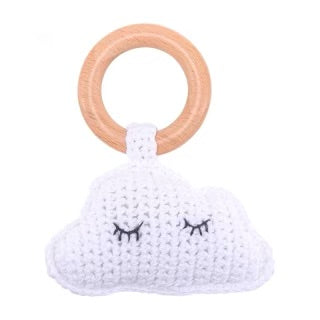 Cloud Crochet Wooden Rattle and Teether