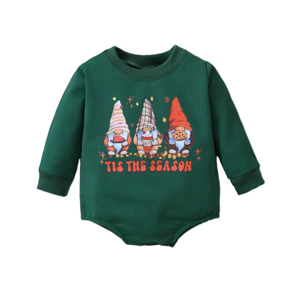 Unisex Infant Toddler Dark Green Christmas Winter Print Long Sleeve Pullover Sweater