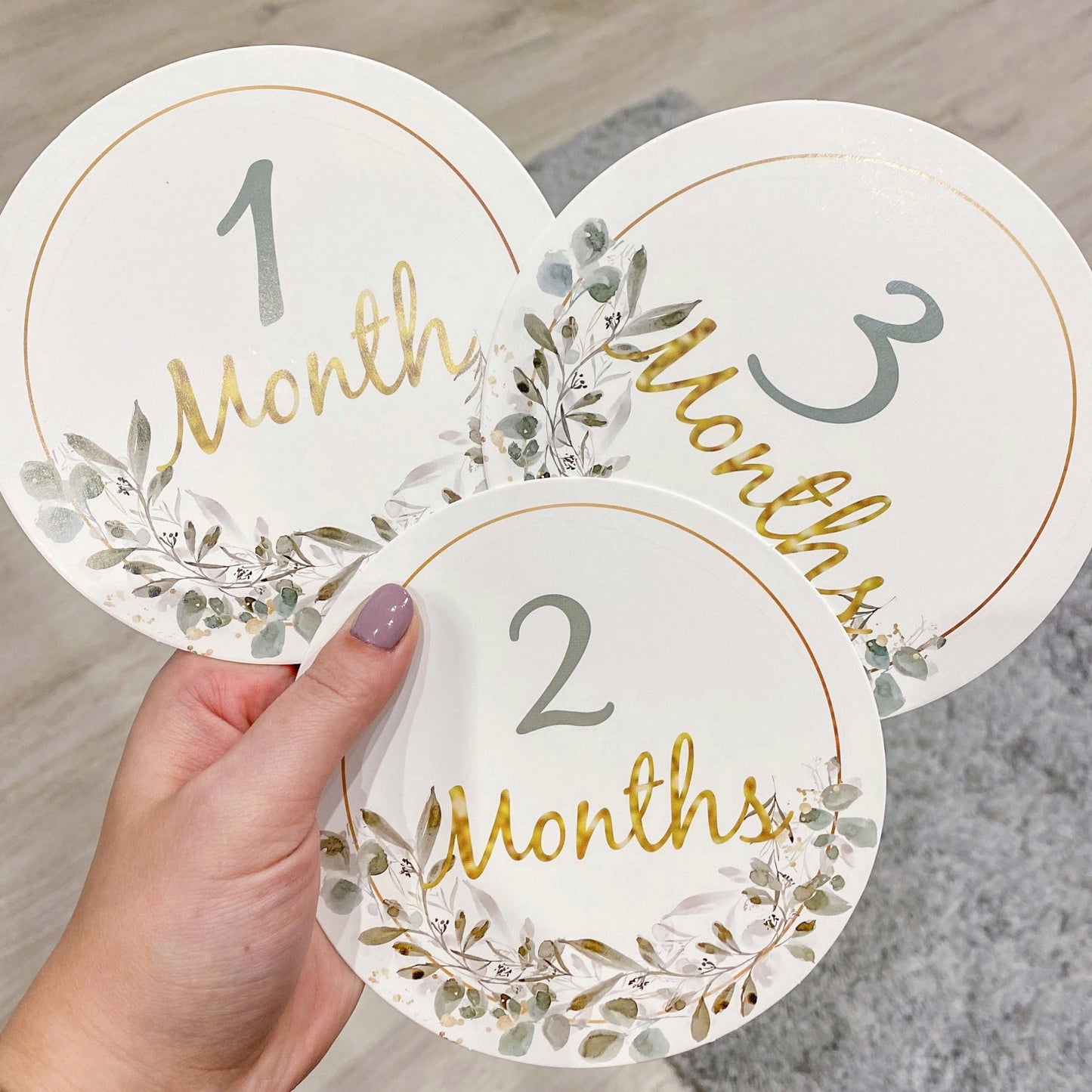 Baby Newborn Leaf Milestone Monthly Number Cards Photography Prop Gift