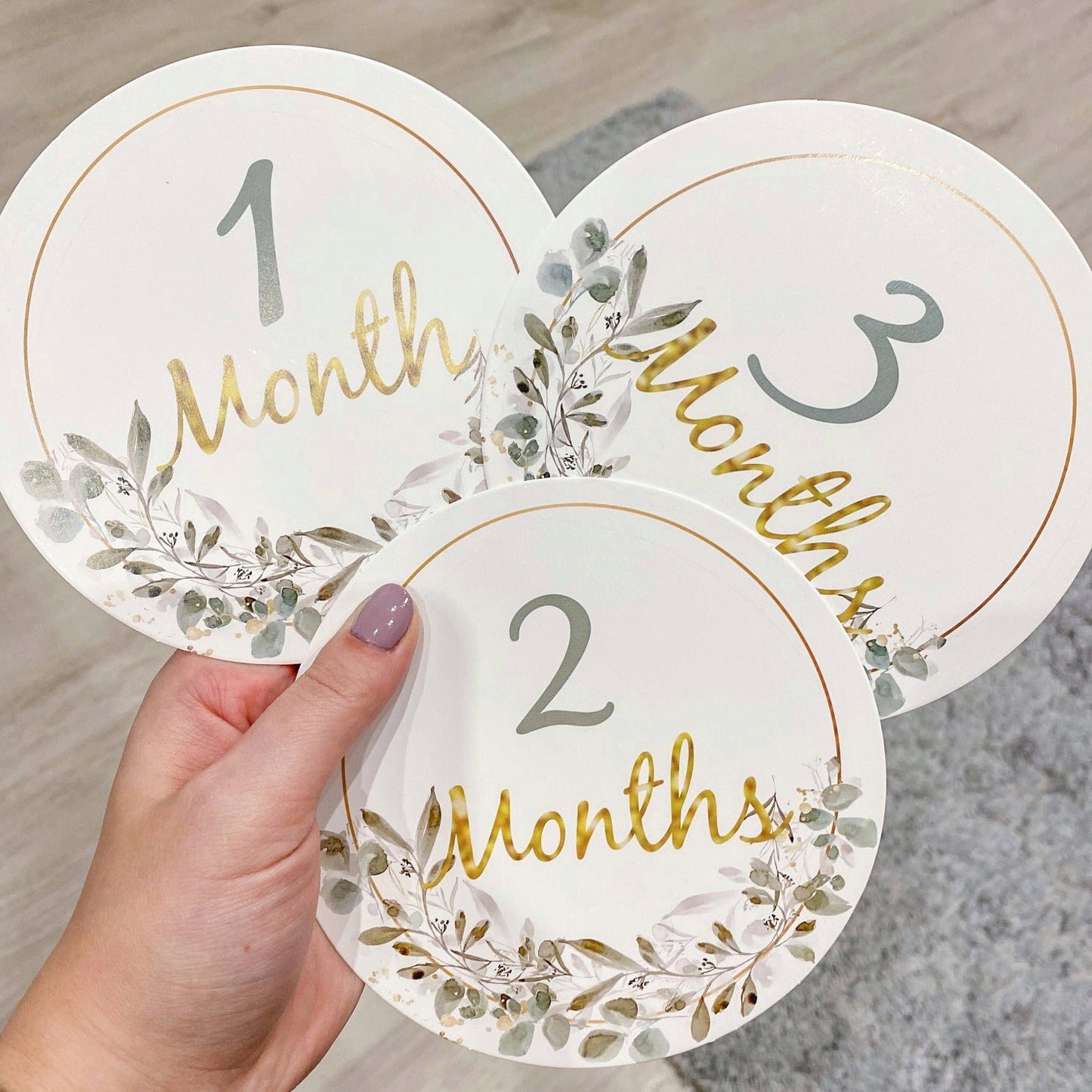 Baby Newborn Floral Milestone Monthly Number Cards Photography Prop Gift