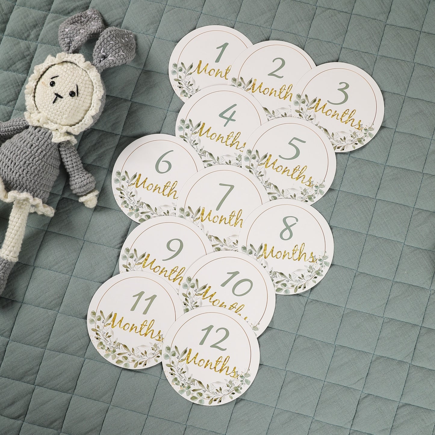 Baby Newborn Leaf Milestone Monthly Number Cards Photography Prop Gift