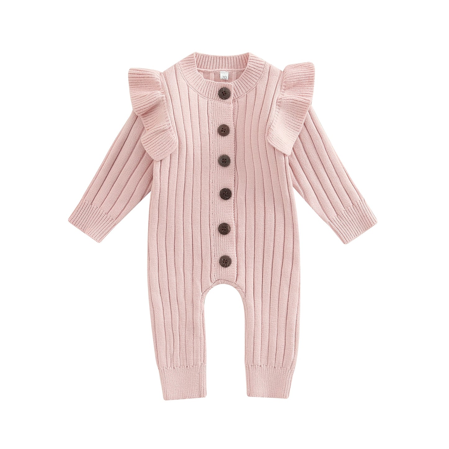 Baby Girls Toddler Fall Winter Pink Knit Ruffle Romper Jumpsuit