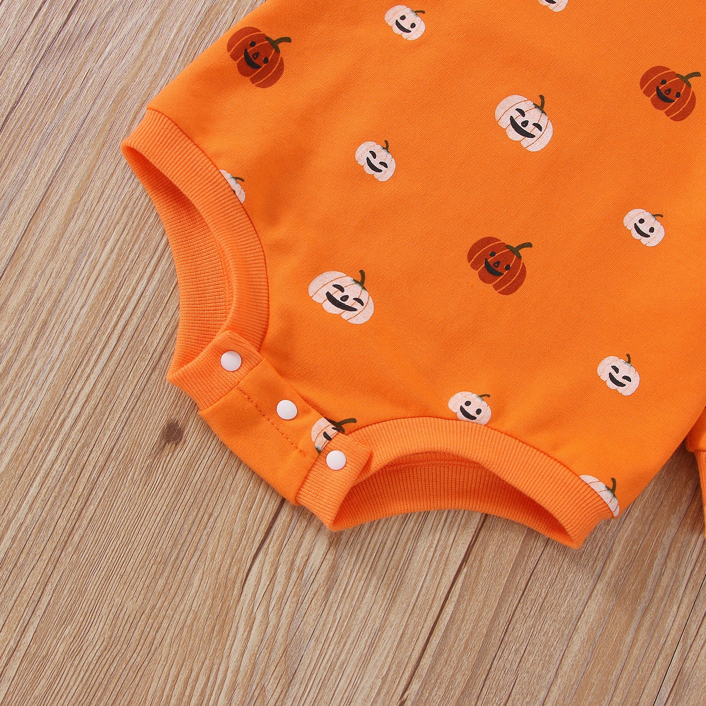 Infant Toddler Unisex Halloween Pumpkin Print Long Sleeve Sweater Romper Bodysuit