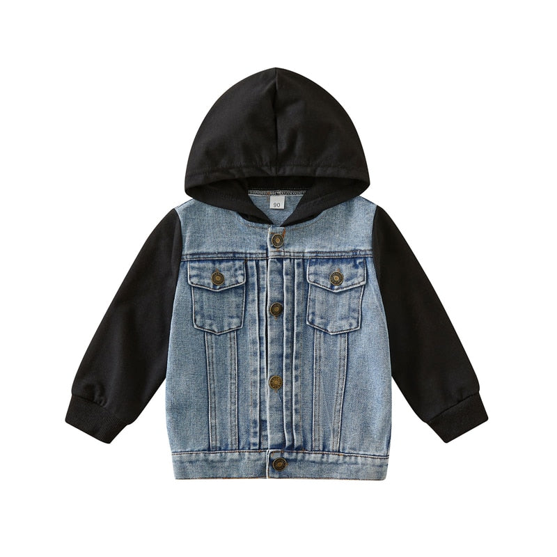 Toddler Boys Denim Hooded Coat Jacket Outerwear