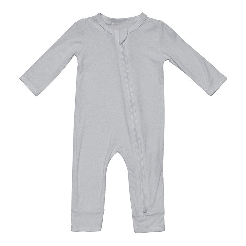 0-24M Baby Toddler Grey One Piece Bamboo Zipper Footies Pajamas