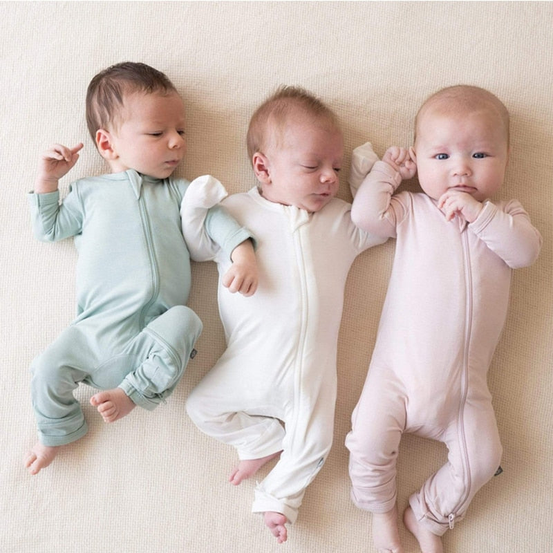 0-24M Baby Girls Toddler Blush Pink One Piece Bamboo Zipper Footies Pajamas