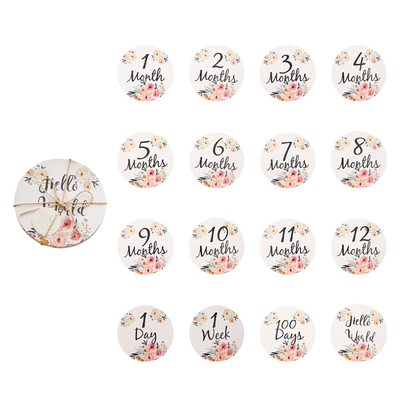 Baby Newborn Floral Milestone Monthly Number Cards Photography Prop Gift