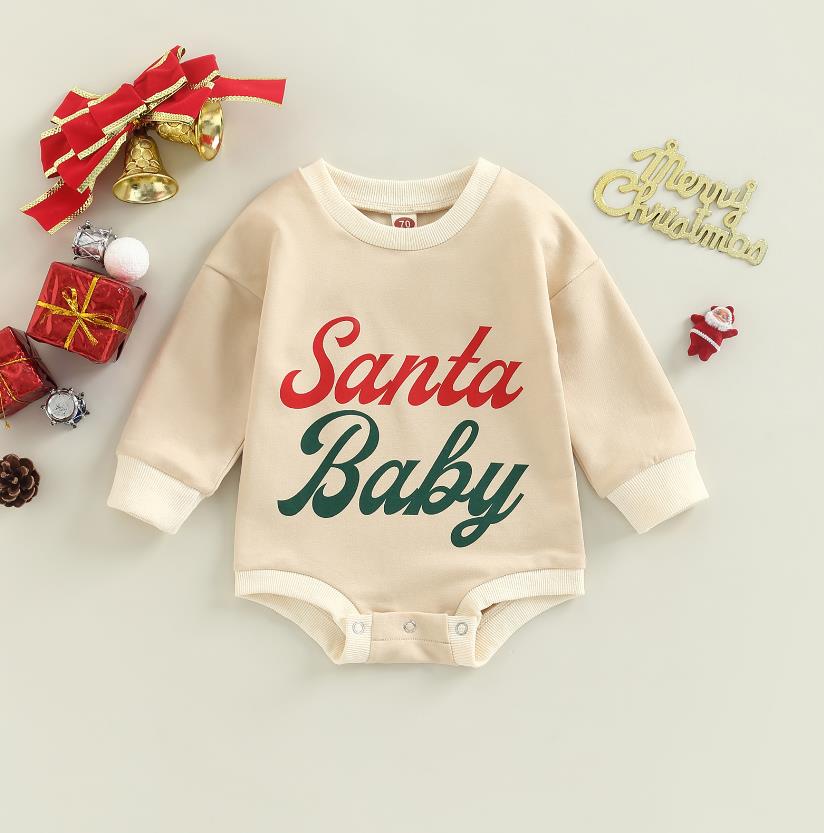 Unisex Infant Toddler Christmas Santa Baby Winter Print Long Sleeve Pullover Sweater