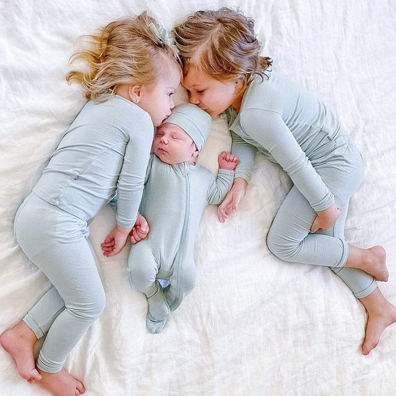 12M 6T Toddler Kids Grey Two Piece Bamboo Pajamas Set