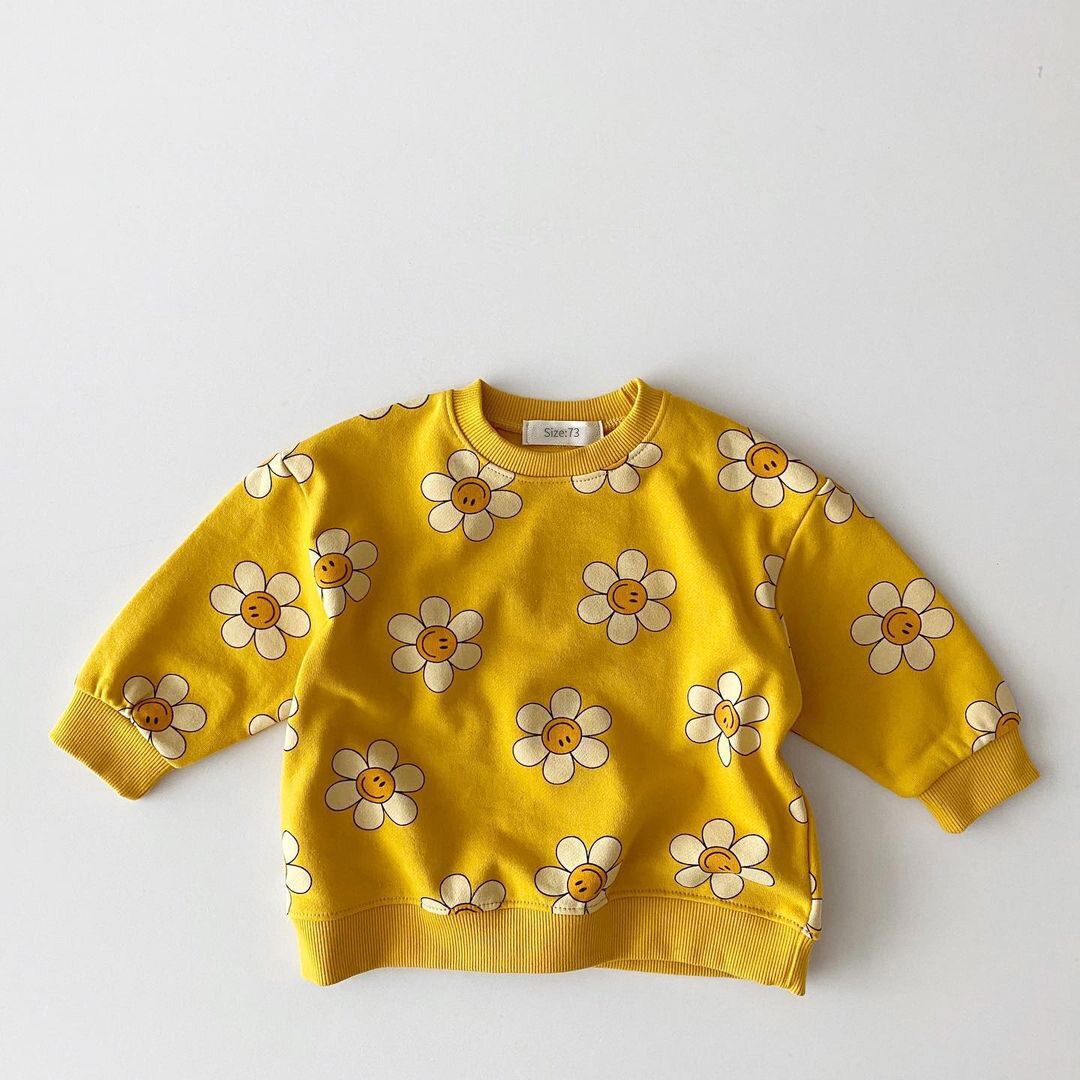 Floral Print Long Sleeve Unisex Baby Tops