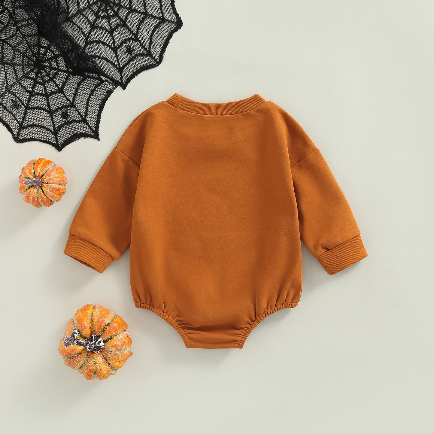 Infant Toddler Unisex Fall Halloween Orange Pumpkin Romper Sweater