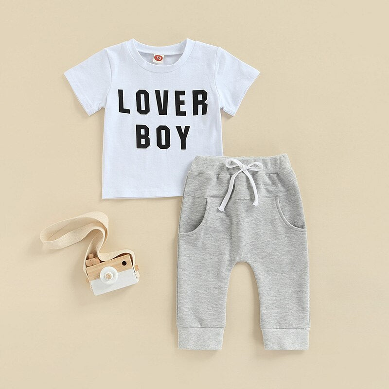 2 Pc Set: Infant Toddler Boys Lover Boy T-Shirt and Pants Set