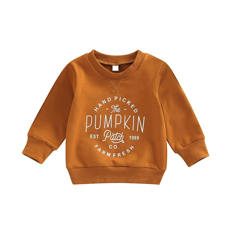 1 Pc: Unisex Infant Toddler Halloween Fall Orange Pumpkin Sweatshirt