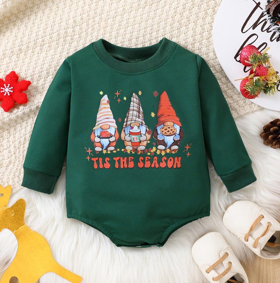 Unisex Infant Toddler Dark Green Christmas Winter Print Long Sleeve Pullover Sweater