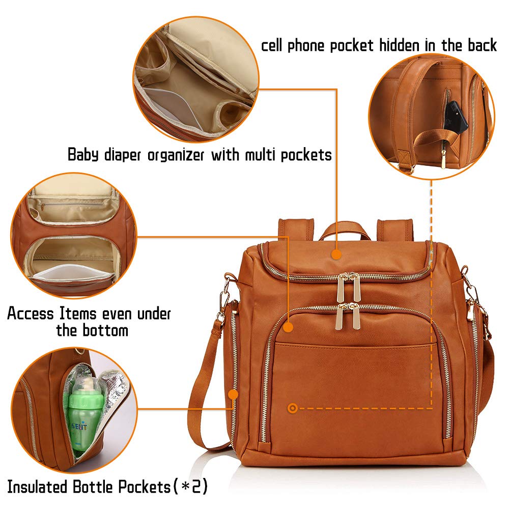 Leather baby 2024 bag backpack