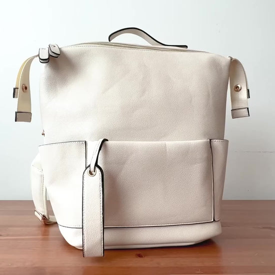 Diaper Bag Travel Work Everyday Vegan Leather Backpack for 
