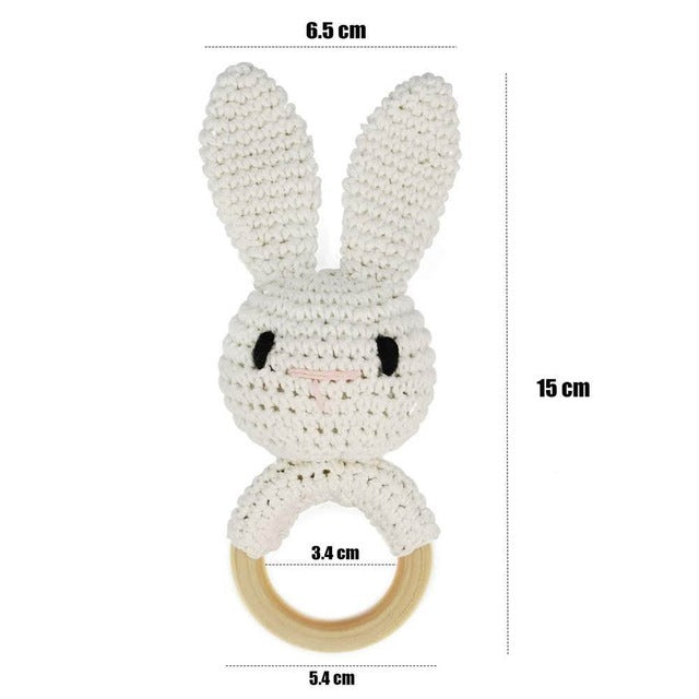 Rabbit Crochet Wooden Rattle and Teether