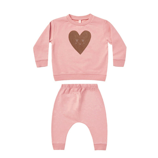 2 pc Set: Baby 0-5T Matching Print Sweater Pink Top and Bottom Set